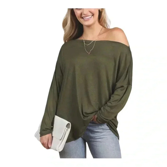 1263. NINEXIS BOAT NECK LONG SLEEVE TOP SIZE X-LARGE GREEN IN‎ COLOR LIGHTWEIGHT - Picture 2 of 12